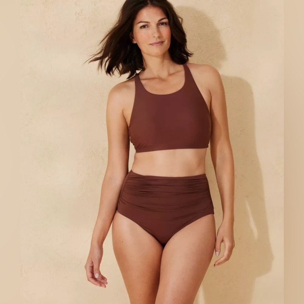 Shade & Shore - Women’s Shirred High Waist Full Coverage Bikini Bottom - COPY - Picture 3 of 12
